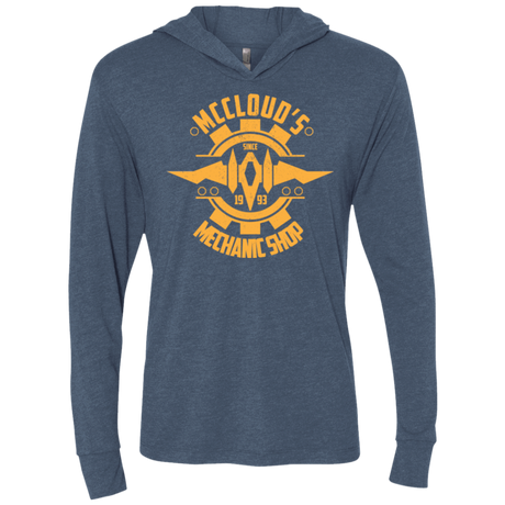 T-Shirts Indigo / X-Small McCloud Mechanic Shop Triblend Long Sleeve Hoodie Tee