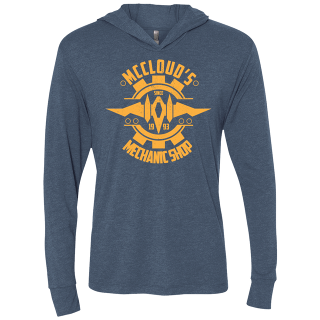T-Shirts Indigo / X-Small McCloud Mechanic Shop Triblend Long Sleeve Hoodie Tee