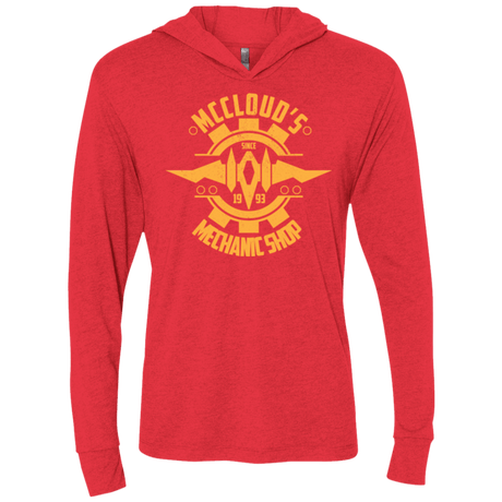 T-Shirts Vintage Red / X-Small McCloud Mechanic Shop Triblend Long Sleeve Hoodie Tee