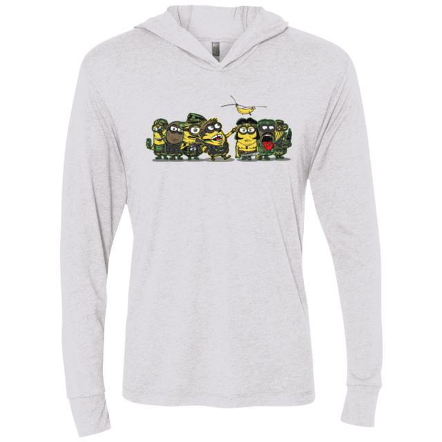 T-Shirts Heather White / X-Small Meat Grinder Platoon Triblend Long Sleeve Hoodie Tee