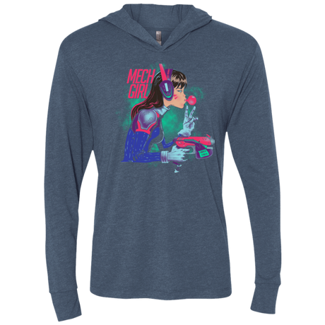 T-Shirts Indigo / X-Small Mech Girl Triblend Long Sleeve Hoodie Tee