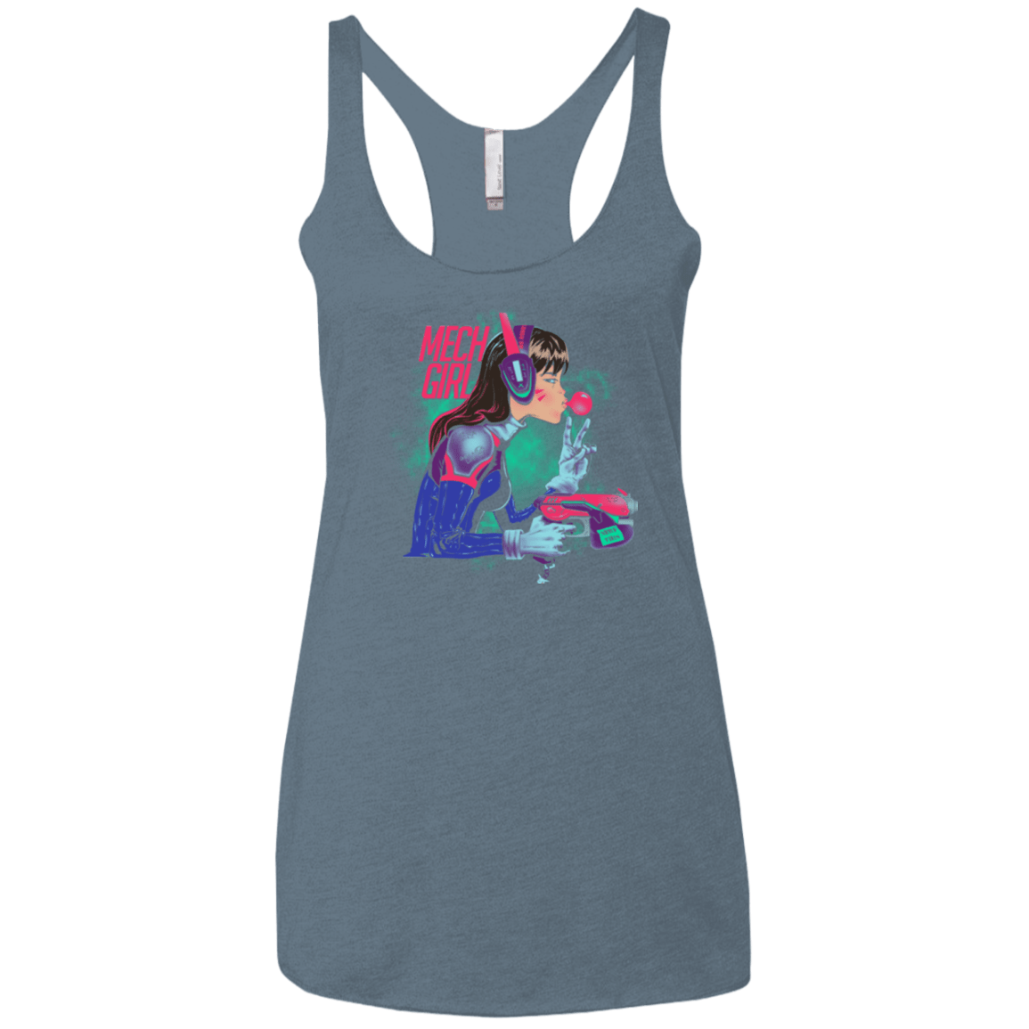 T-Shirts Indigo / X-Small Mech Girl Women's Triblend Racerback Tank