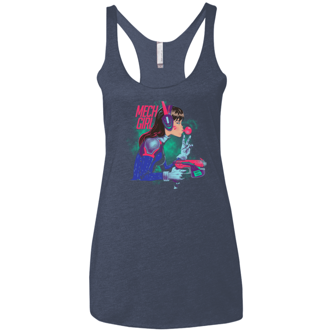 T-Shirts Vintage Navy / X-Small Mech Girl Women's Triblend Racerback Tank