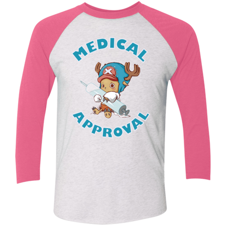 T-Shirts Heather White/Vintage Pink / X-Small Medical approval Triblend 3/4 Sleeve