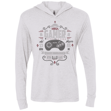 T-Shirts Heather White / X-Small Mega Gamer Triblend Long Sleeve Hoodie Tee