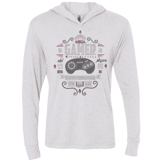 T-Shirts Heather White / X-Small Mega Gamer Triblend Long Sleeve Hoodie Tee
