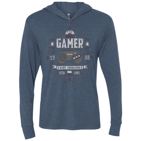 T-Shirts Indigo / X-Small Mega Gamer Triblend Long Sleeve Hoodie Tee