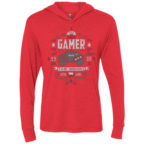 T-Shirts Vintage Red / X-Small Mega Gamer Triblend Long Sleeve Hoodie Tee