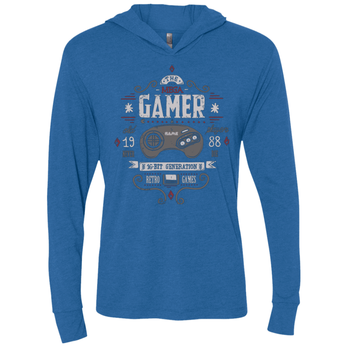 T-Shirts Vintage Royal / X-Small Mega Gamer Triblend Long Sleeve Hoodie Tee