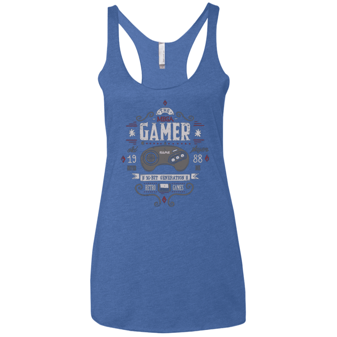 T-Shirts Vintage Royal / X-Small Mega Gamer Women's Triblend Racerback Tank