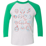 T-Shirts Heather White/Envy / X-Small MEGA HEADS 2 Men's Triblend 3/4 Sleeve