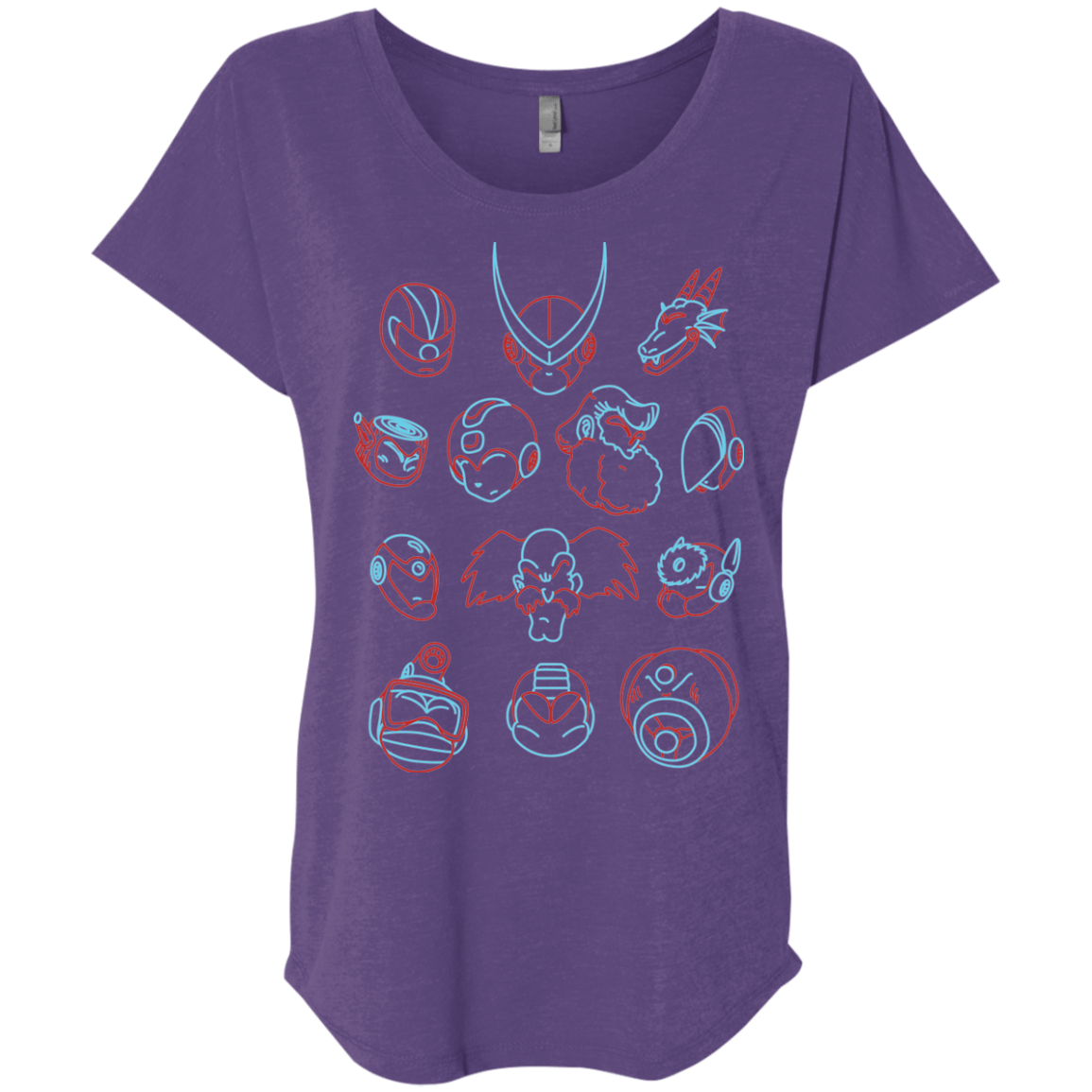 T-Shirts Purple Rush / X-Small MEGA HEADS 2 Triblend Dolman Sleeve