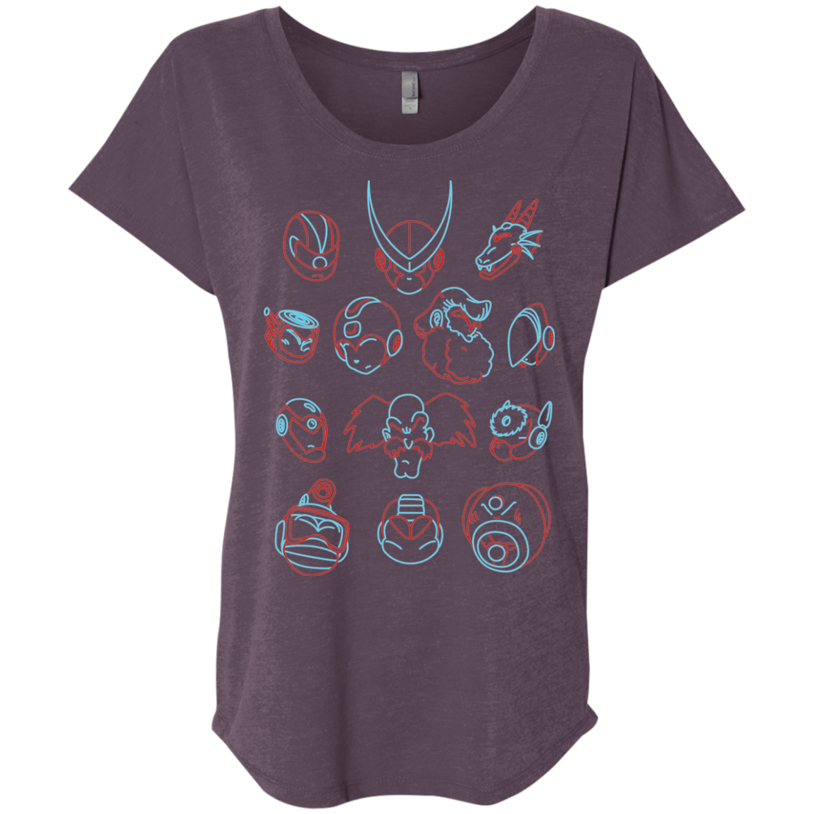 T-Shirts Vintage Purple / X-Small MEGA HEADS 2 Triblend Dolman Sleeve