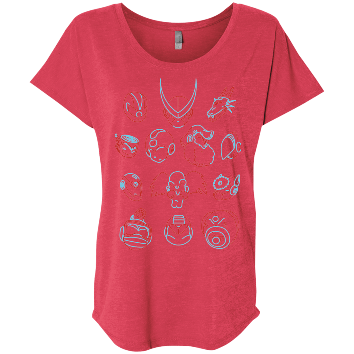 T-Shirts Vintage Red / X-Small MEGA HEADS 2 Triblend Dolman Sleeve
