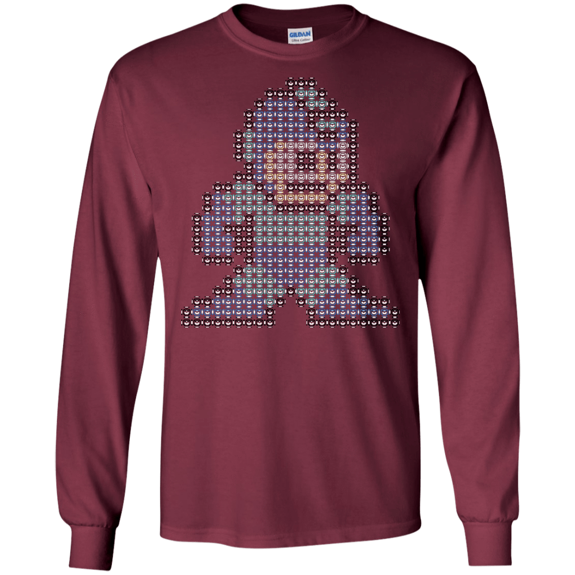 T-Shirts Maroon / S Mega Pixel Men's Long Sleeve T-Shirt