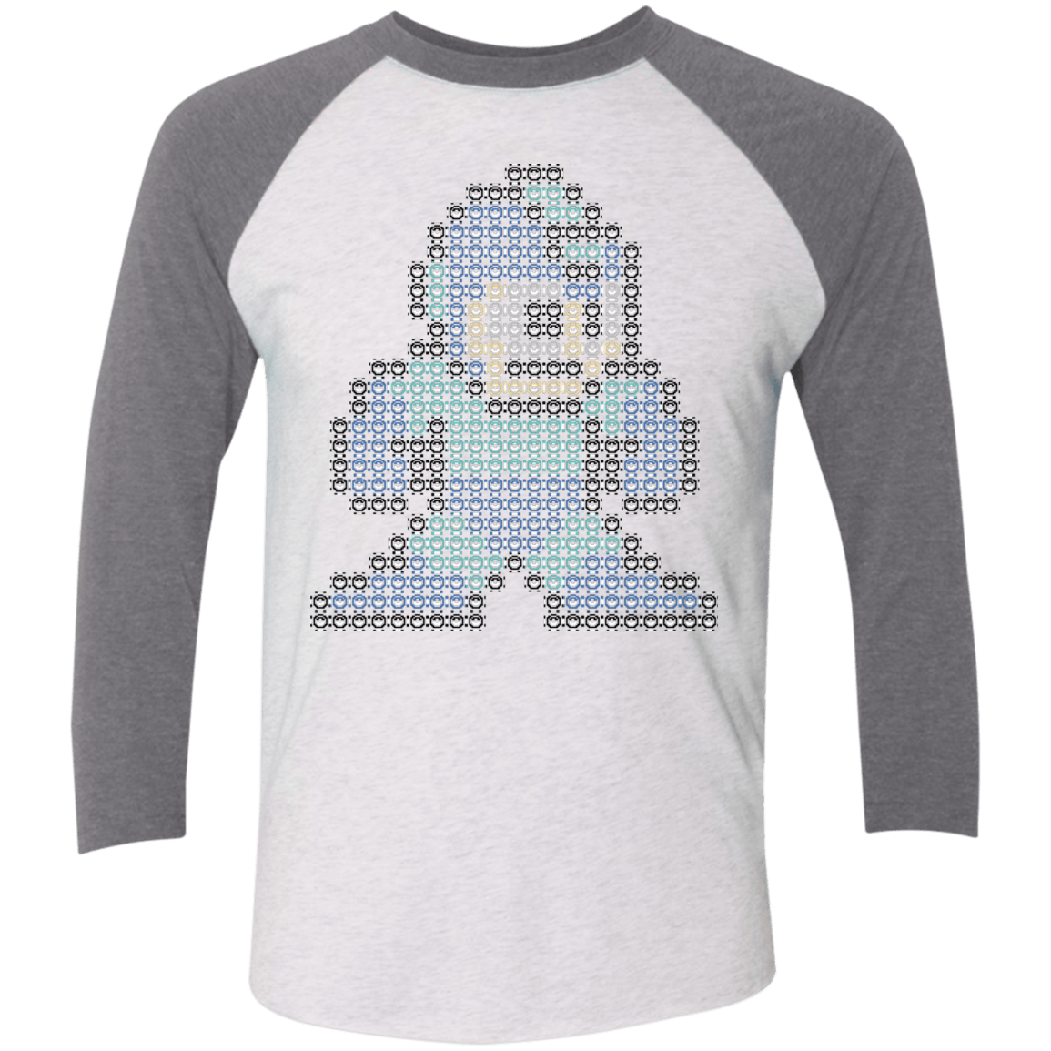 T-Shirts Heather White/Premium Heather / X-Small Mega Pixel Men's Triblend 3/4 Sleeve