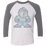 T-Shirts Heather White/Premium Heather / X-Small Mega Pixel Men's Triblend 3/4 Sleeve