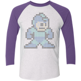 T-Shirts Heather White/Purple Rush / X-Small Mega Pixel Men's Triblend 3/4 Sleeve