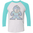 T-Shirts Heather White/Tahiti Blue / X-Small Mega Pixel Men's Triblend 3/4 Sleeve