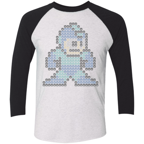 T-Shirts Heather White/Vintage Black / X-Small Mega Pixel Men's Triblend 3/4 Sleeve