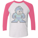 T-Shirts Heather White/Vintage Pink / X-Small Mega Pixel Men's Triblend 3/4 Sleeve