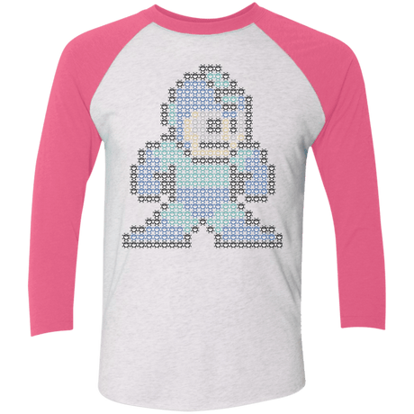 T-Shirts Heather White/Vintage Pink / X-Small Mega Pixel Men's Triblend 3/4 Sleeve