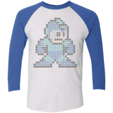 T-Shirts Heather White/Vintage Royal / X-Small Mega Pixel Men's Triblend 3/4 Sleeve