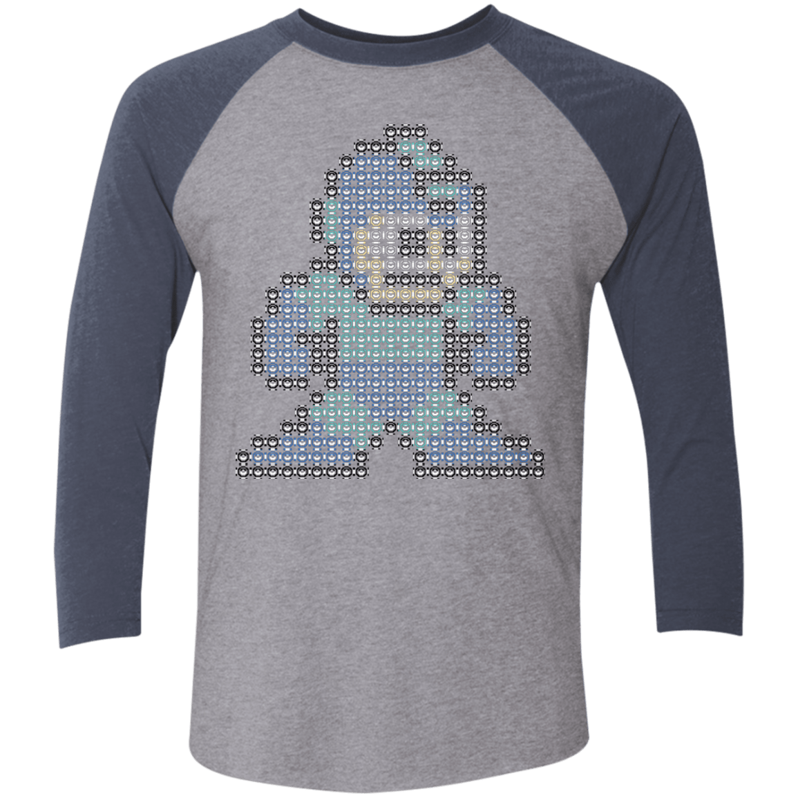 T-Shirts Premium Heather/Vintage Navy / X-Small Mega Pixel Men's Triblend 3/4 Sleeve