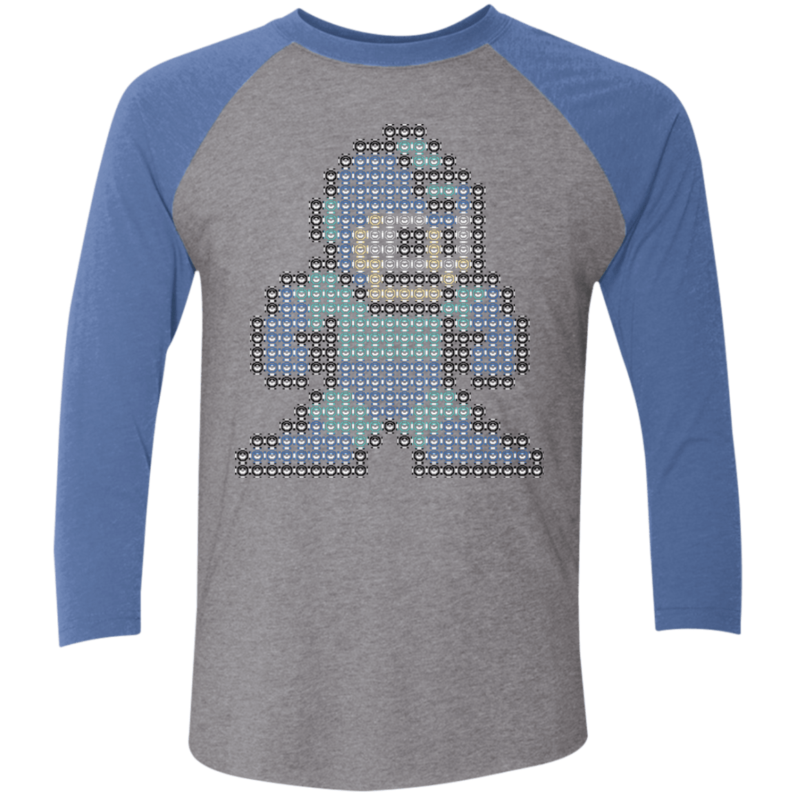 T-Shirts Premium Heather/Vintage Royal / X-Small Mega Pixel Men's Triblend 3/4 Sleeve