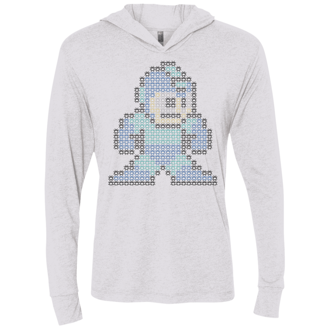 T-Shirts Heather White / X-Small Mega Pixel Triblend Long Sleeve Hoodie Tee
