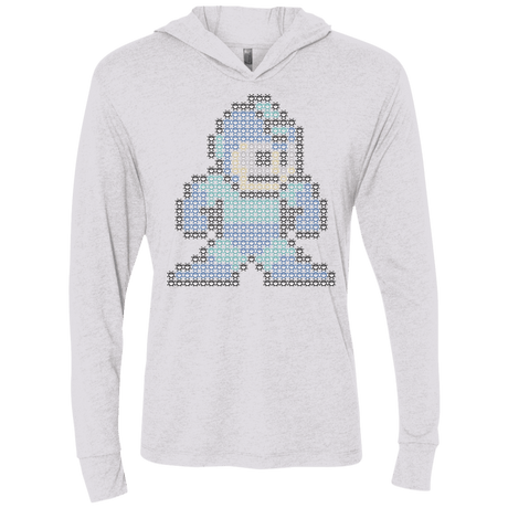 T-Shirts Heather White / X-Small Mega Pixel Triblend Long Sleeve Hoodie Tee
