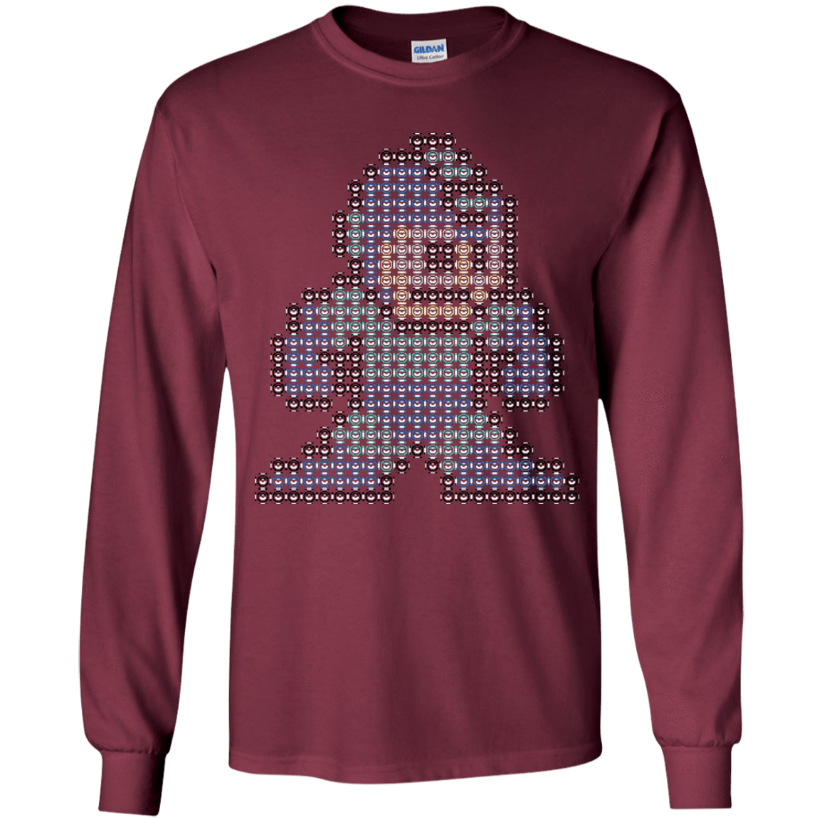 T-Shirts Maroon / YS Mega Pixel Youth Long Sleeve T-Shirt