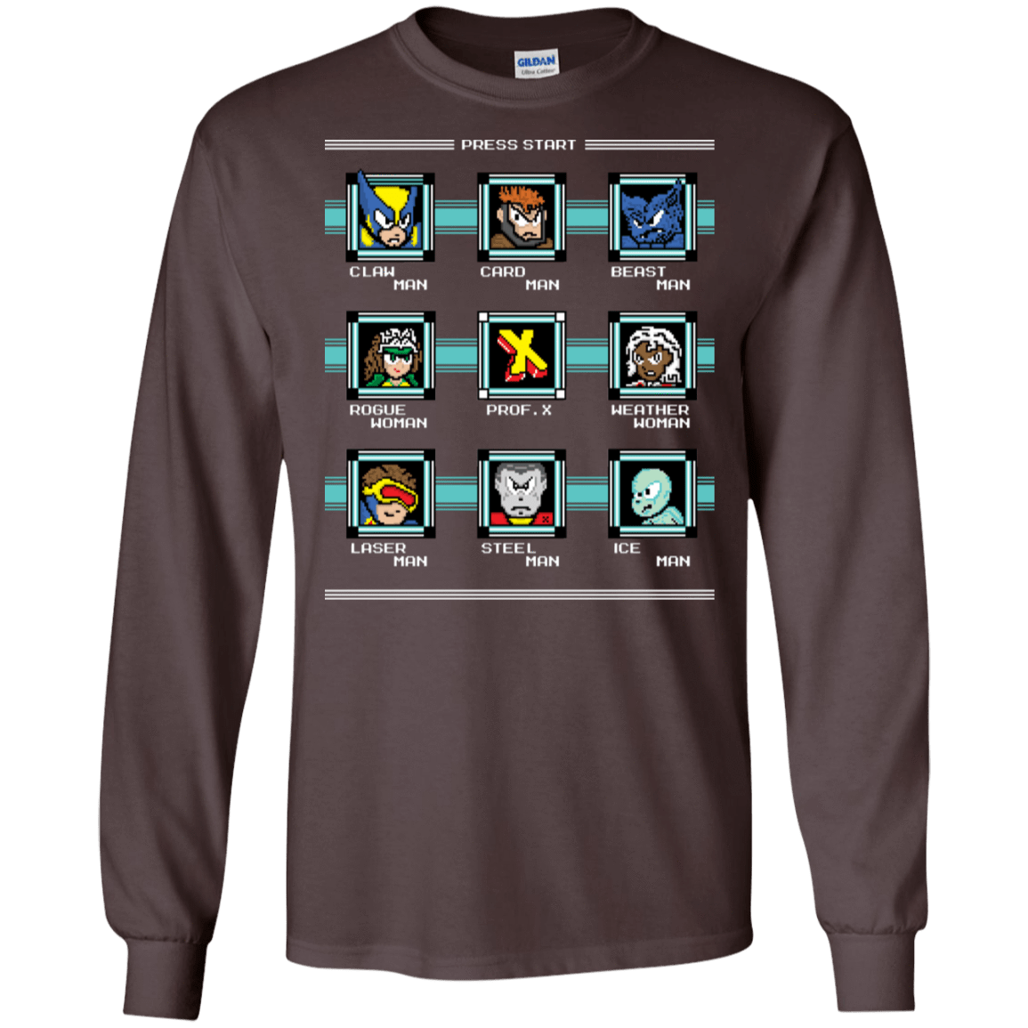 T-Shirts Dark Chocolate / S Mega X-Man Men's Long Sleeve T-Shirt