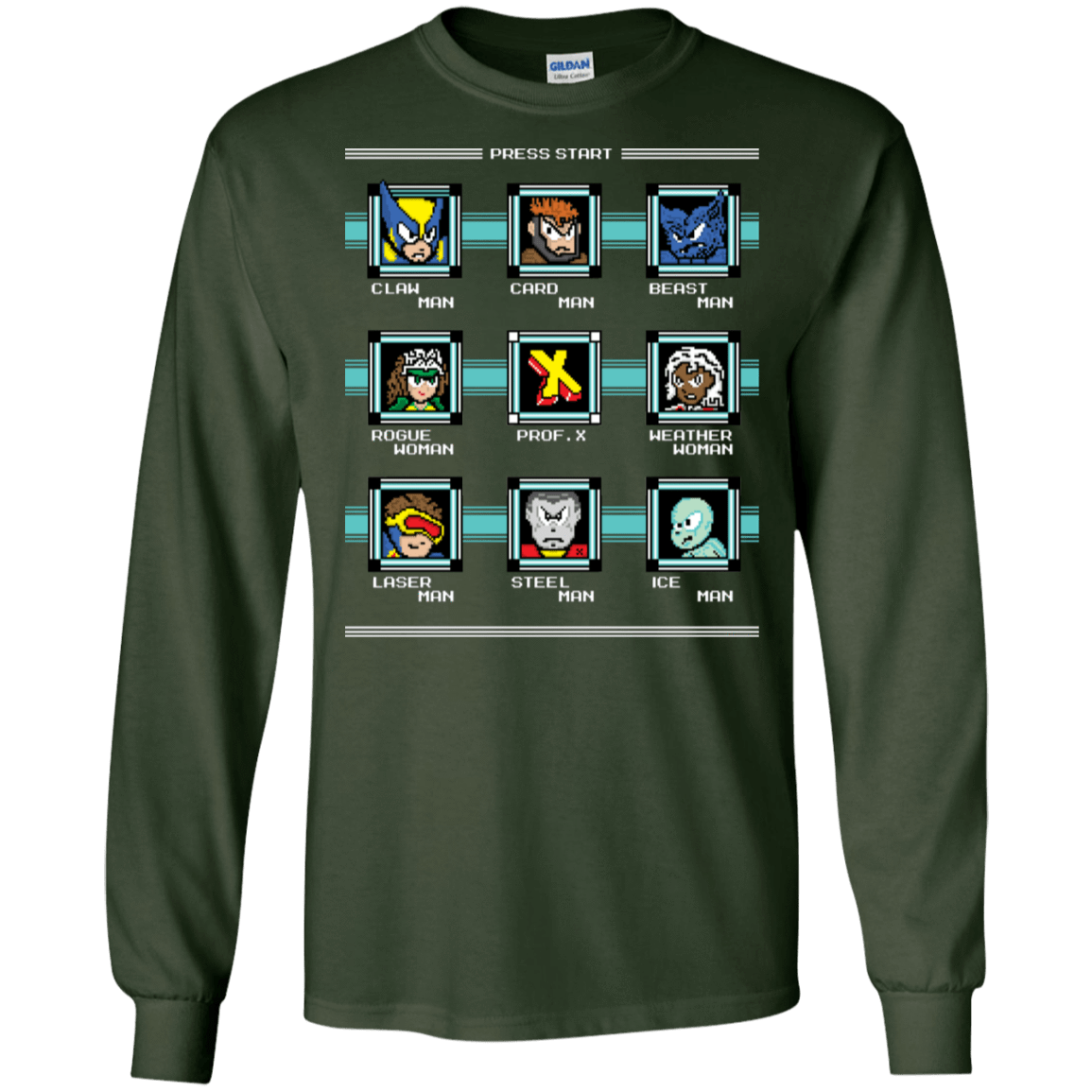 T-Shirts Forest Green / S Mega X-Man Men's Long Sleeve T-Shirt