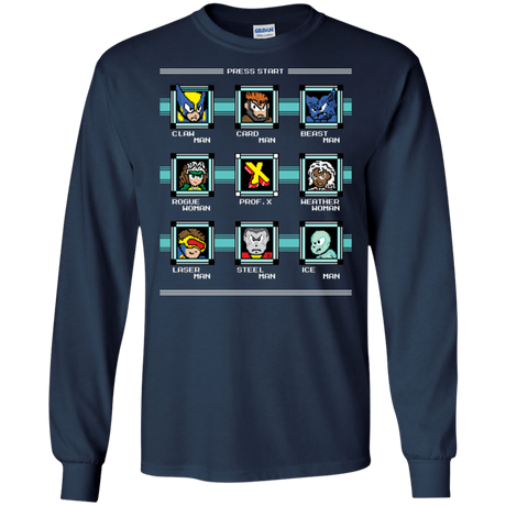 T-Shirts Navy / S Mega X-Man Men's Long Sleeve T-Shirt