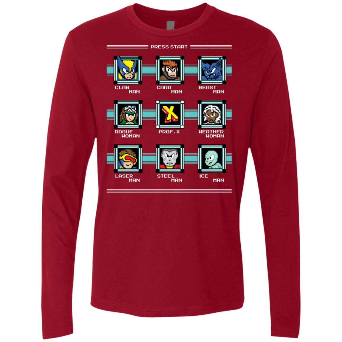 T-Shirts Cardinal / S Mega X-Man Men's Premium Long Sleeve