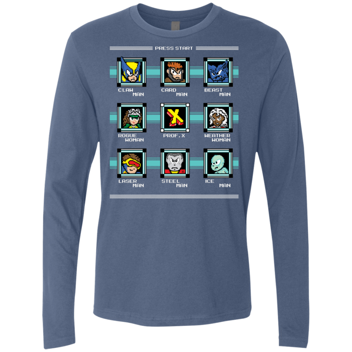 T-Shirts Indigo / S Mega X-Man Men's Premium Long Sleeve
