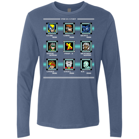 T-Shirts Indigo / S Mega X-Man Men's Premium Long Sleeve