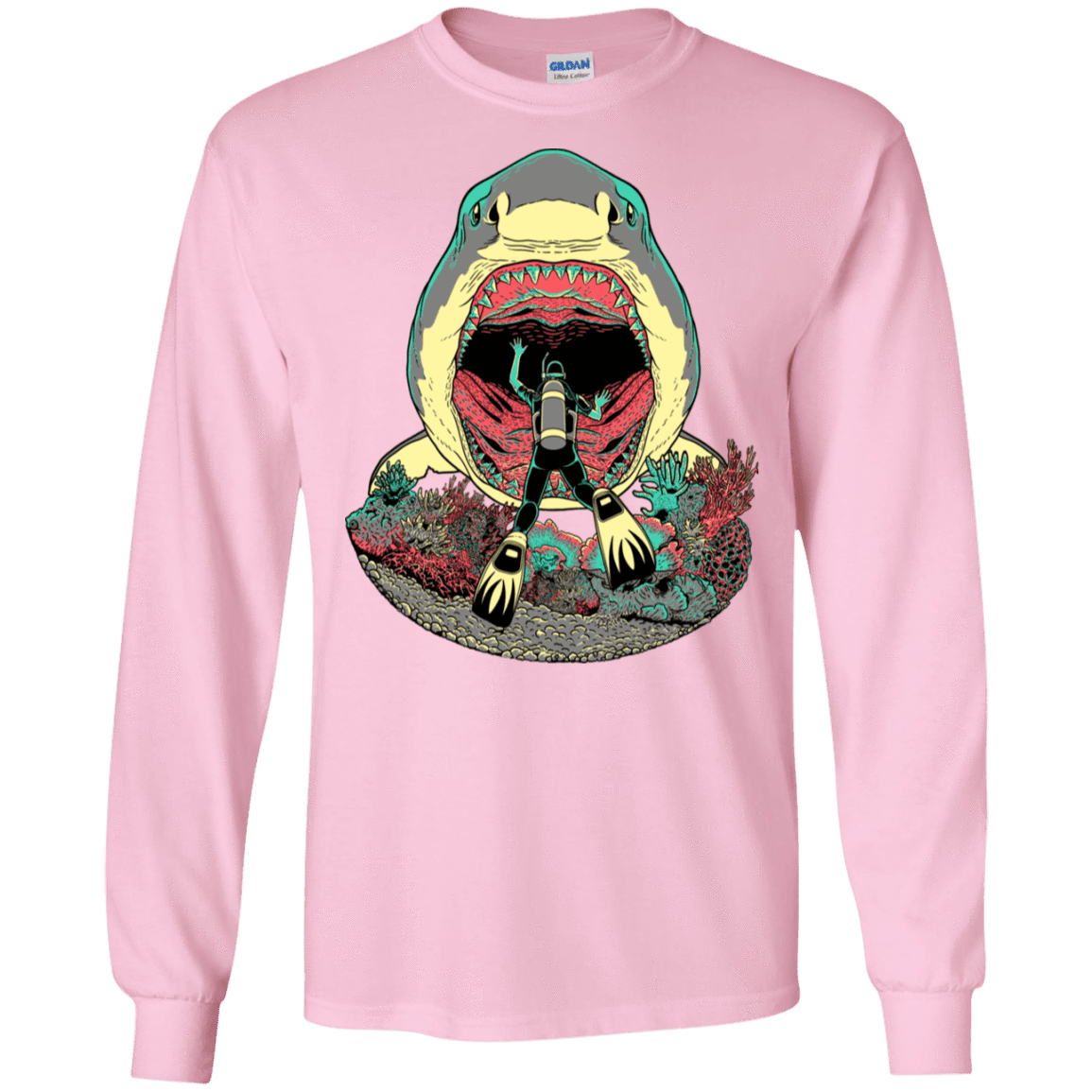 T-Shirts Light Pink / S Megalodoom Men's Long Sleeve T-Shirt