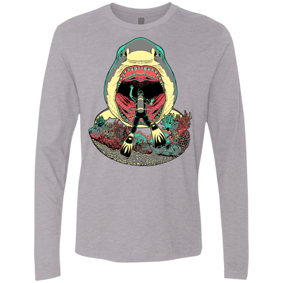 T-Shirts Heather Grey / S Megalodoom Men's Premium Long Sleeve