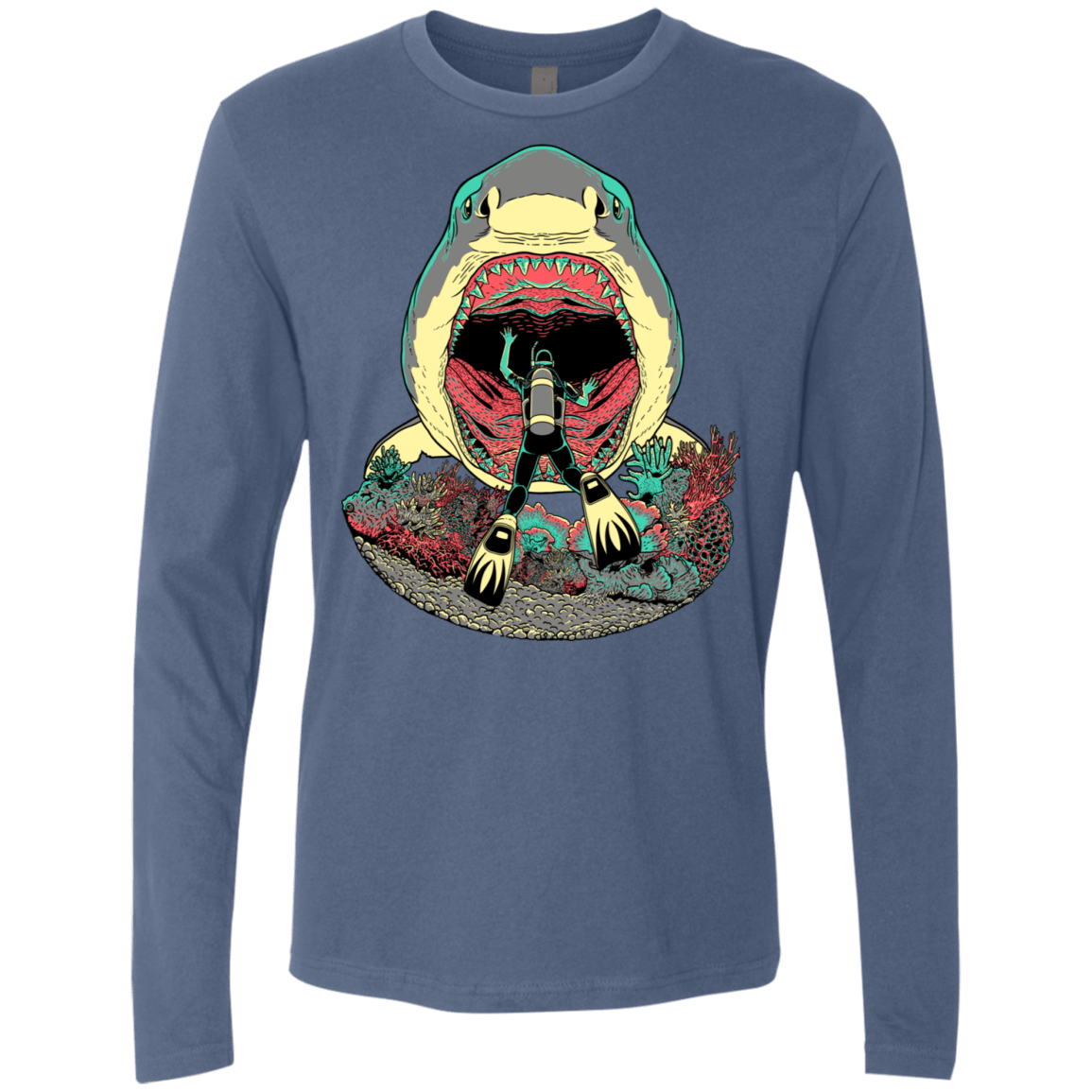 T-Shirts Indigo / S Megalodoom Men's Premium Long Sleeve