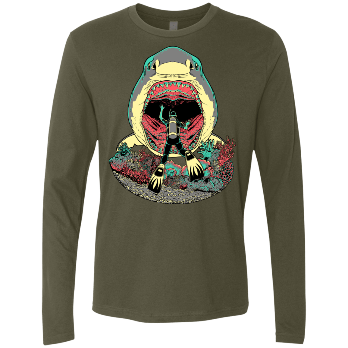 T-Shirts Military Green / S Megalodoom Men's Premium Long Sleeve