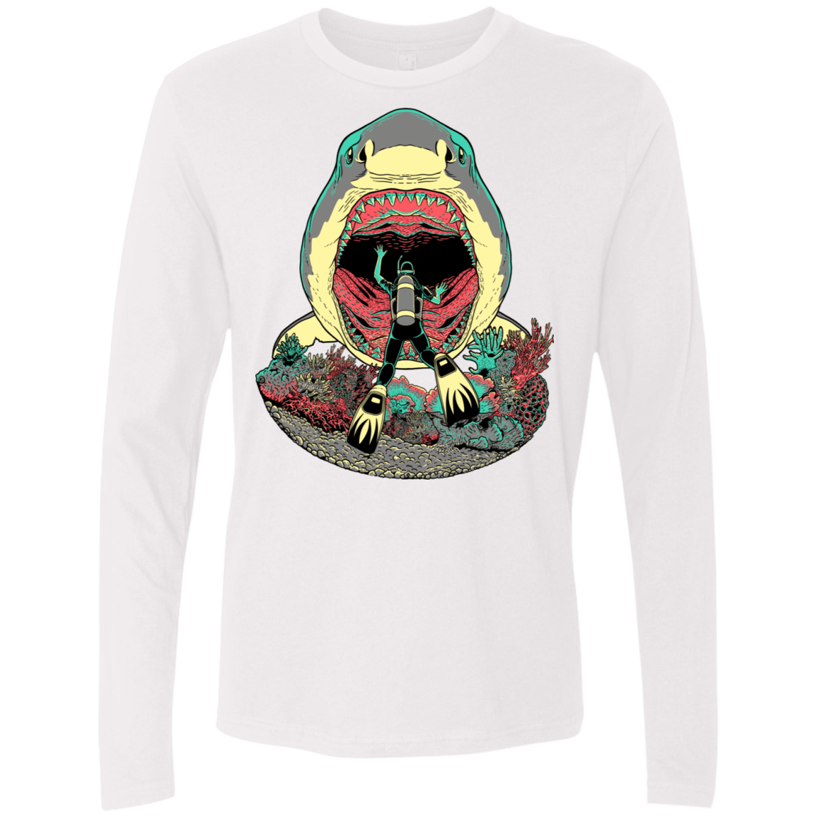 T-Shirts White / S Megalodoom Men's Premium Long Sleeve