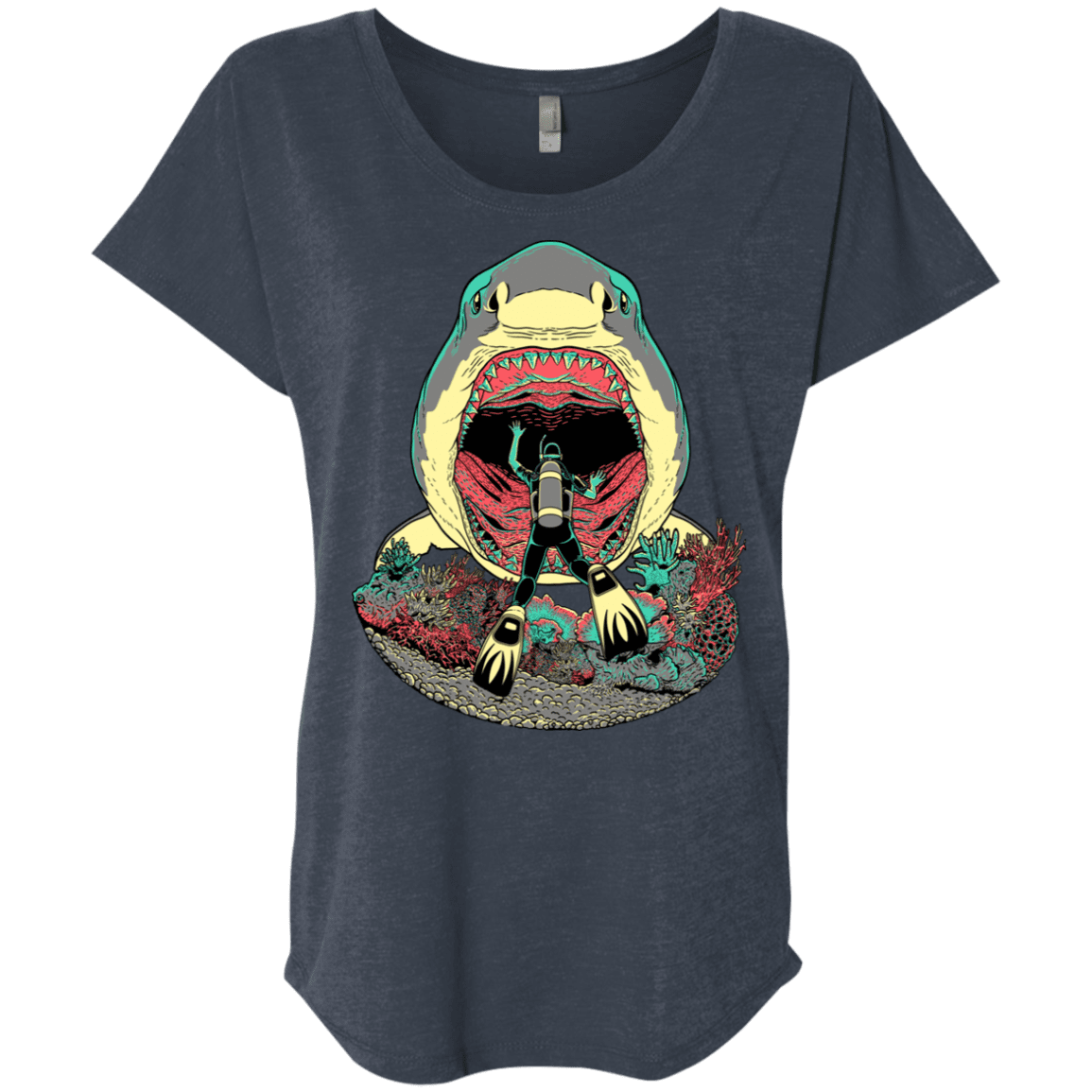 T-Shirts Vintage Navy / X-Small Megalodoom Triblend Dolman Sleeve