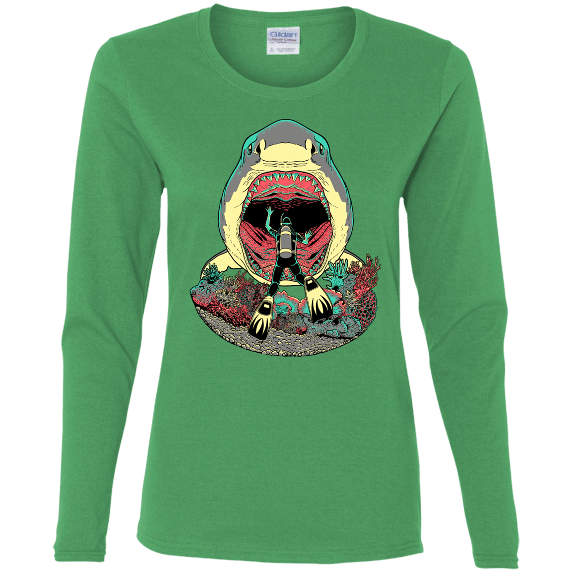 T-Shirts Irish Green / S Megalodoom Women's Long Sleeve T-Shirt