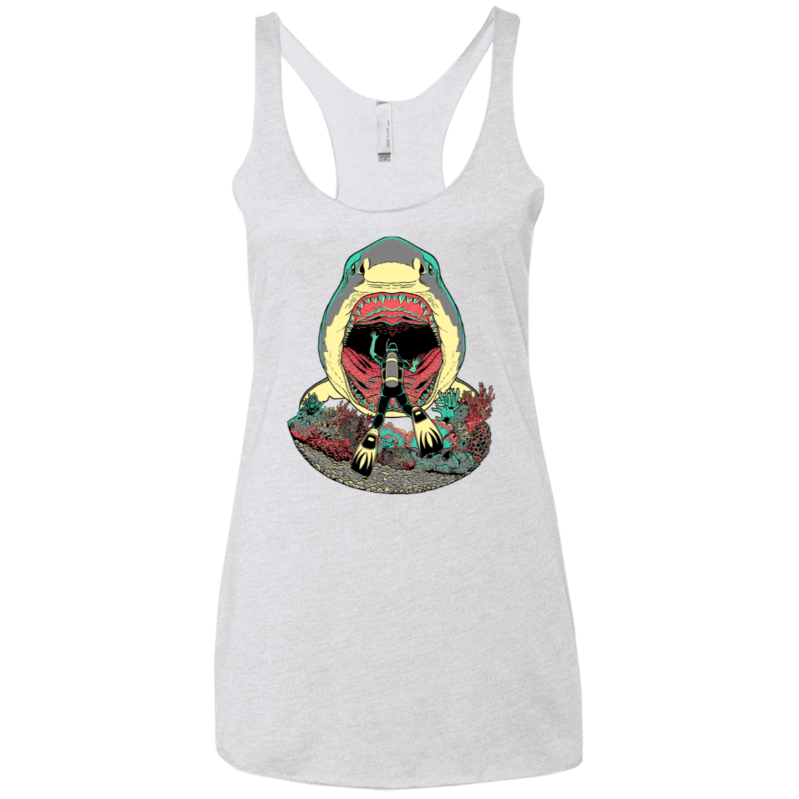 T-Shirts Heather White / X-Small Megalodoom Women's Triblend Racerback Tank