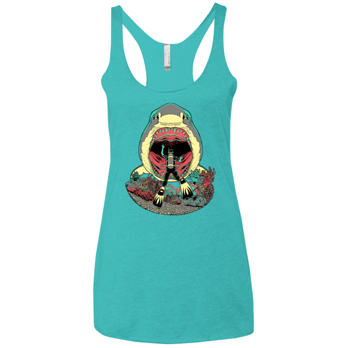 T-Shirts Tahiti Blue / X-Small Megalodoom Women's Triblend Racerback Tank