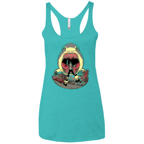 T-Shirts Tahiti Blue / X-Small Megalodoom Women's Triblend Racerback Tank