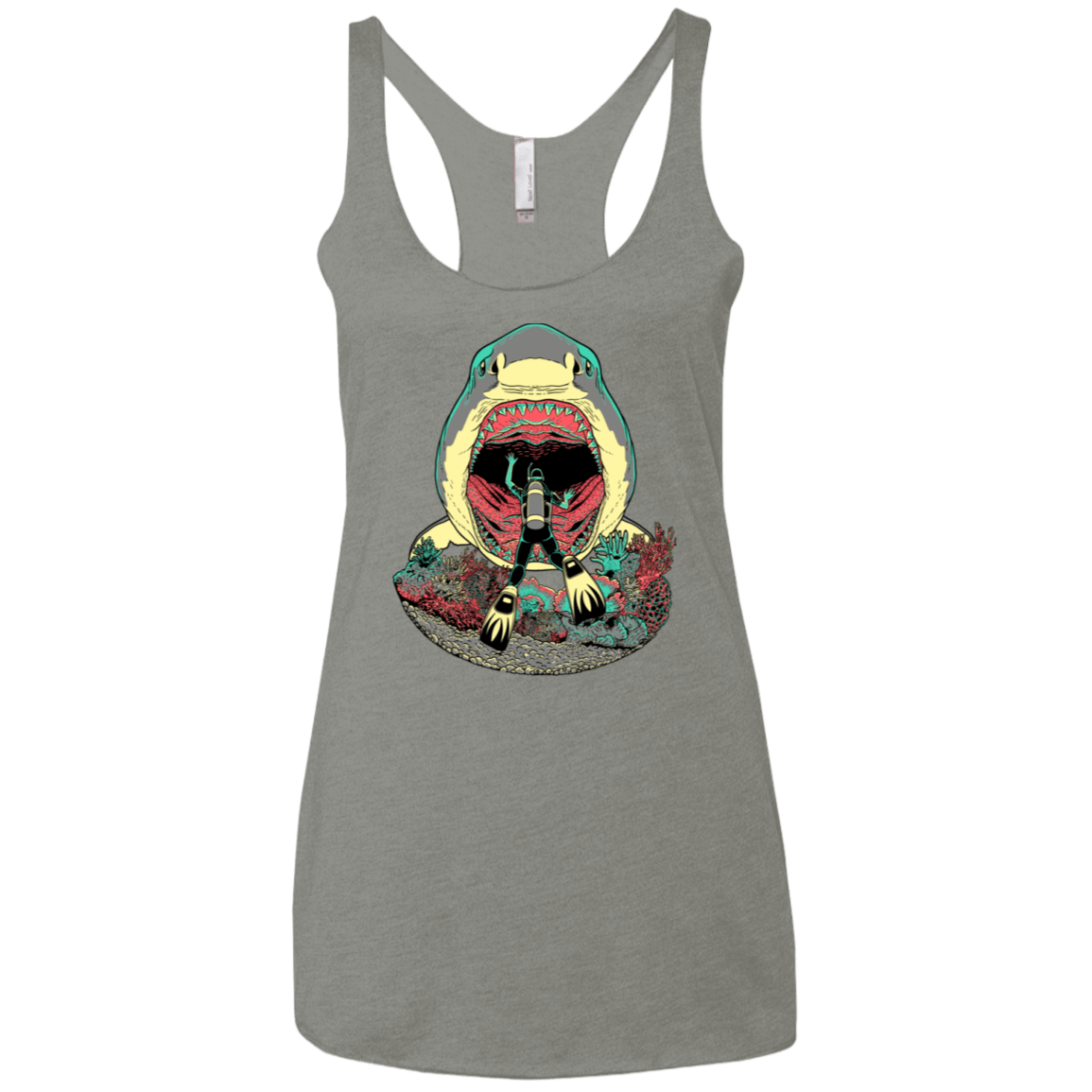 T-Shirts Venetian Grey / X-Small Megalodoom Women's Triblend Racerback Tank