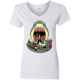 T-Shirts White / S Megalodoom Women's V-Neck T-Shirt